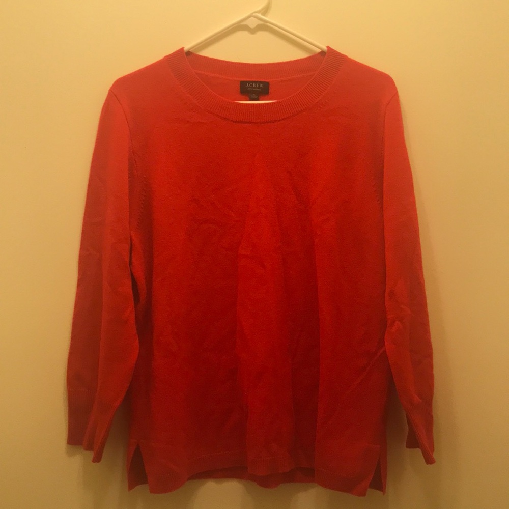 J Crew red cashmere sweater